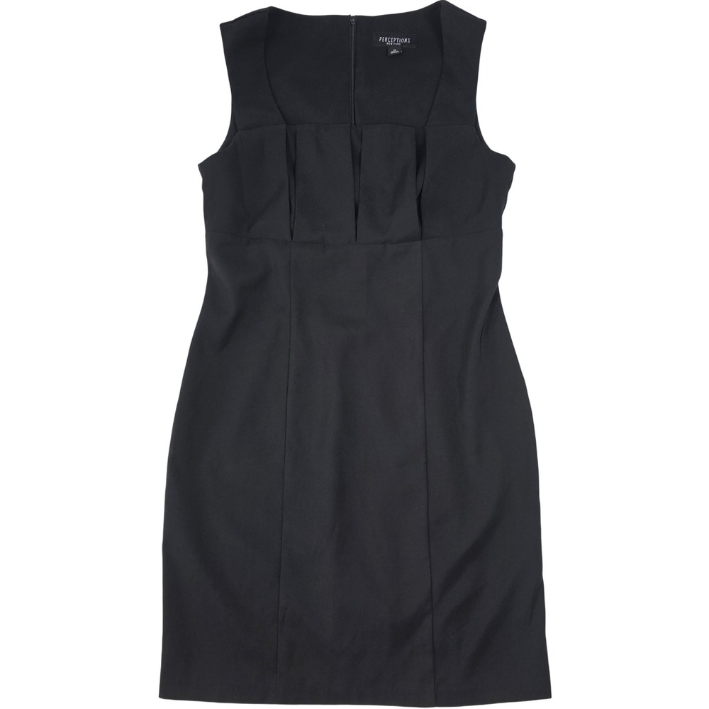 Perceptions New York Womens Black Sleeveless Pleated Bodice Sheath Dress Size 12